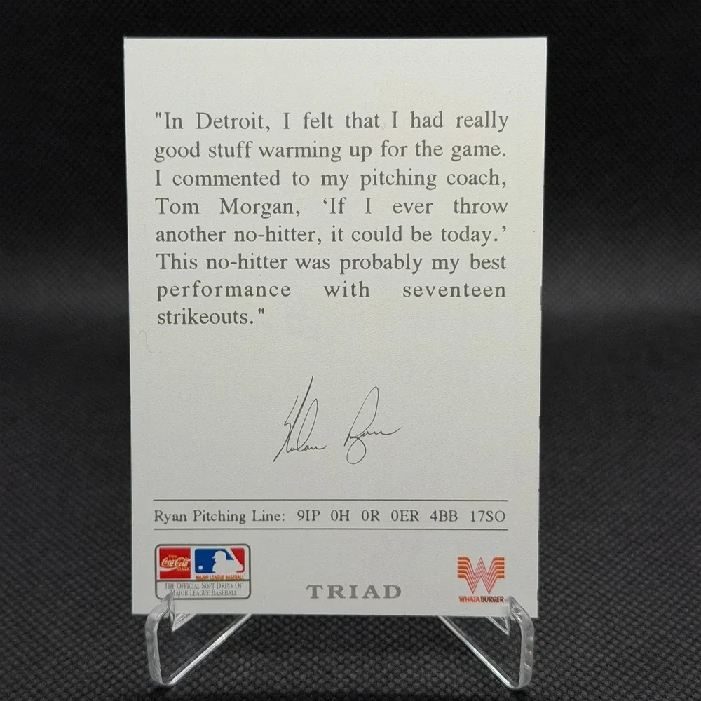 Nolan Ryan 1993 Triad Whataburger Holo 2nd No-Hitter Angels